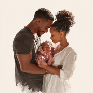 bright_and_happy_picture_two_blackbrown_parents_looking__000aac22-c11d-47bb-81af-6cb9273e962d Happy picture of two parents holding a newborn baby.